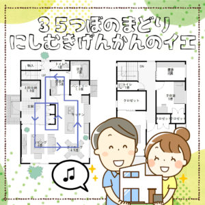 西向き玄関３５坪の間取り