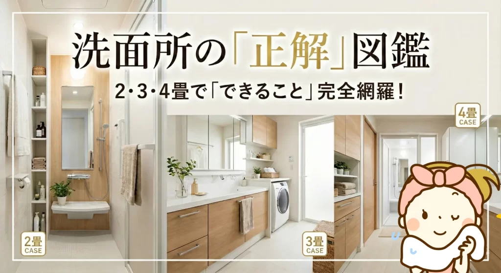 洗面所の広さは何畳がベスト？2畳・3畳・4畳の「リアルな間取り」9選【全図解】