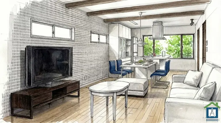 18畳LDKの内観イメージパース