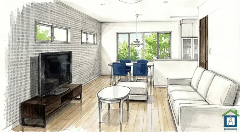 18畳LDKの内観イメージパース