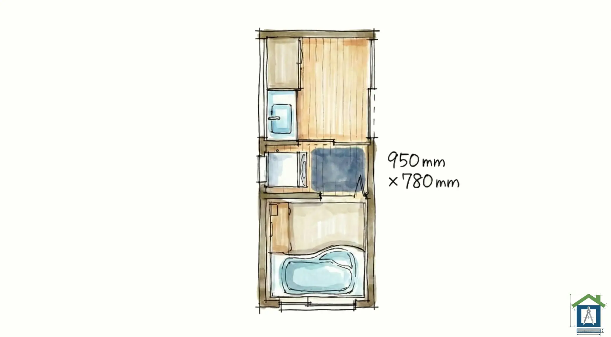 脱衣所と洗面所を分けた間取り