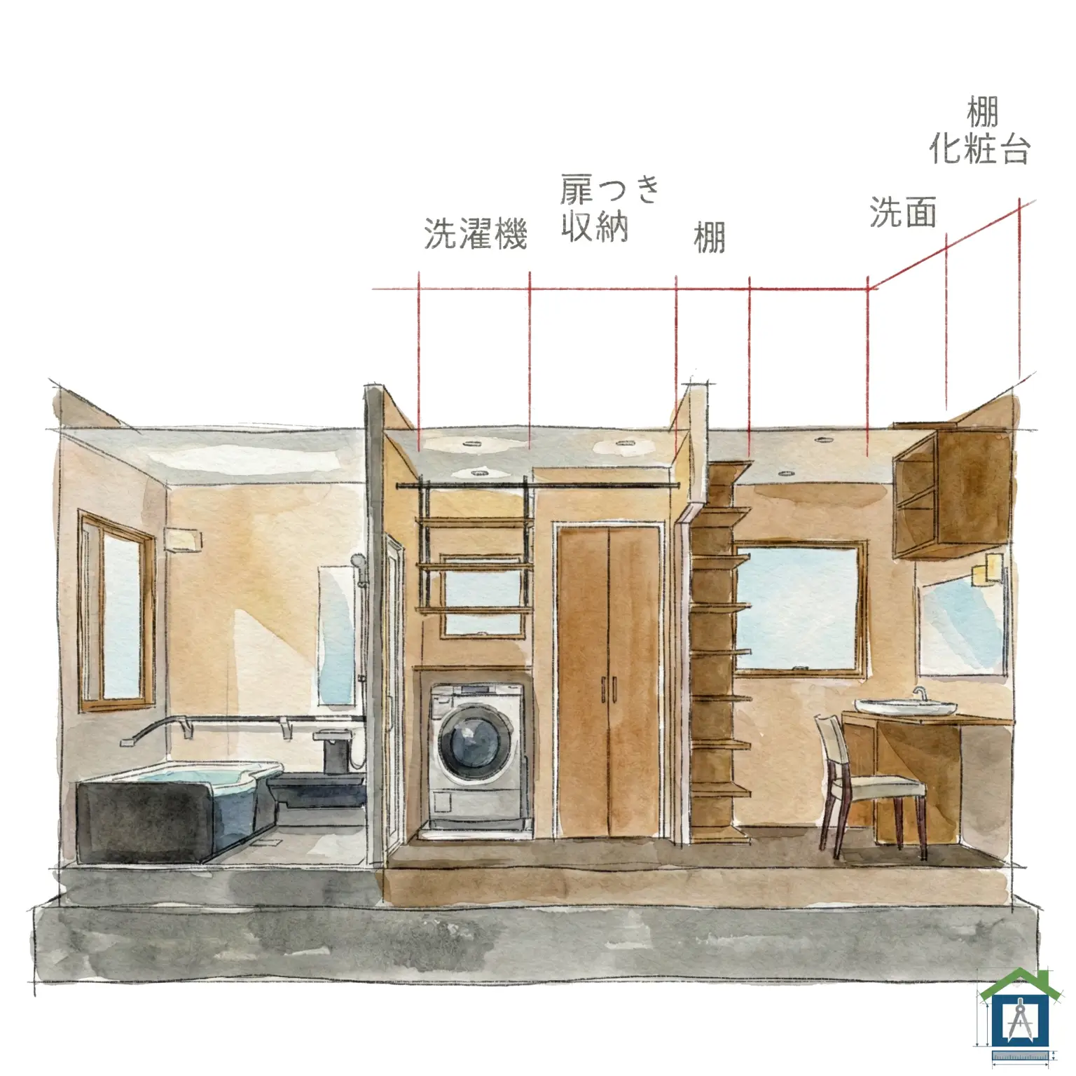 ホテルライクな洗面所パース