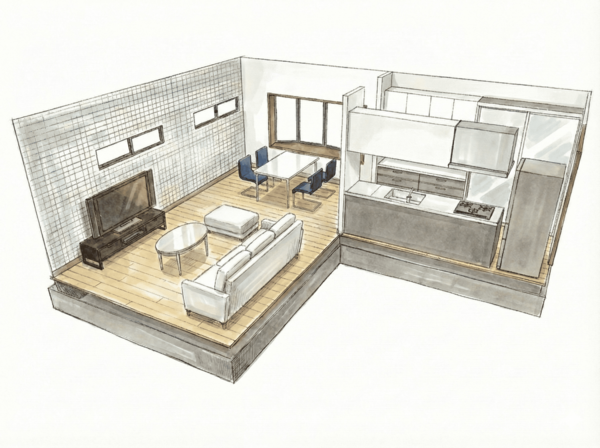 18畳LDKの鳥瞰図