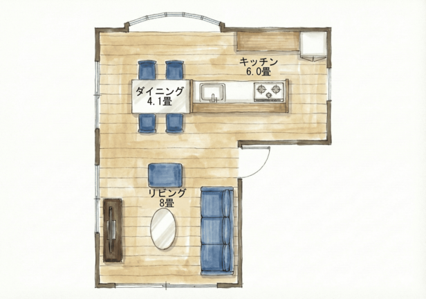18畳LDKの平面間取り図