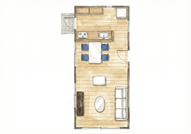 18畳LDKの平面間取り図