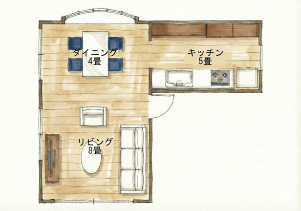 18畳LDKの平面間取り図