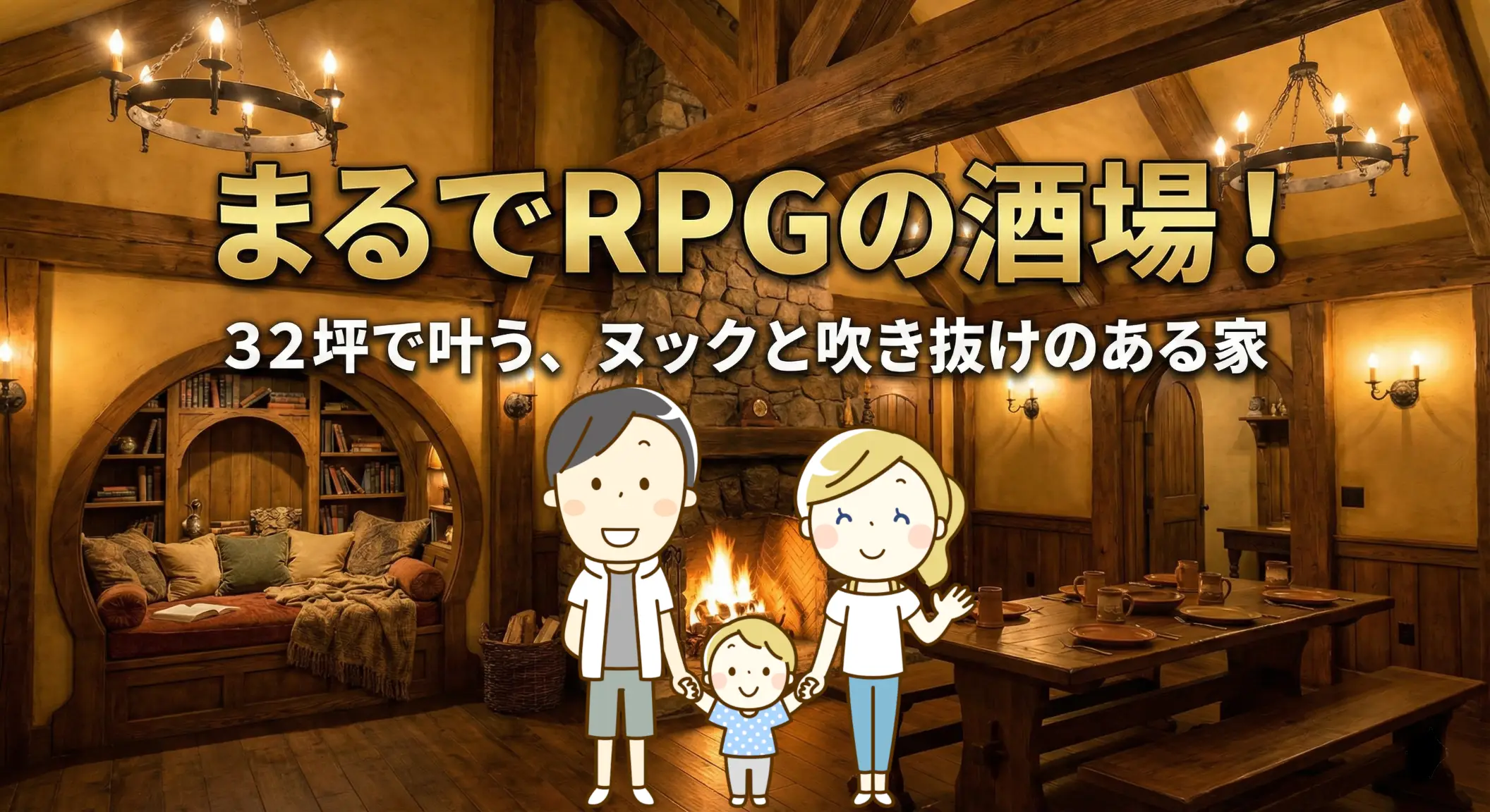 まるでRPGの酒場！32坪で叶う、ヌックと吹き抜けのある家