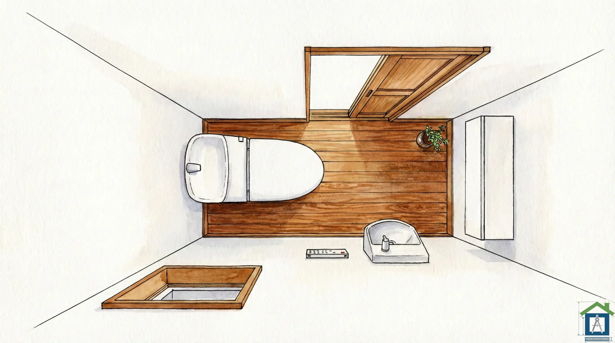 引き戸で出入りしやすいトイレの図