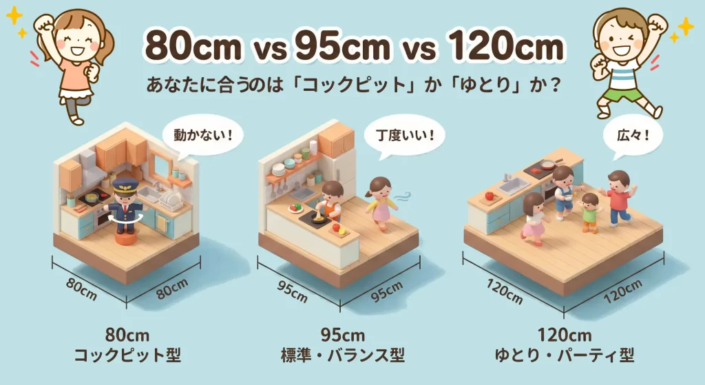 キッチン通路幅で後悔したくない！80・95・120cmを105人の口コミで徹底比較