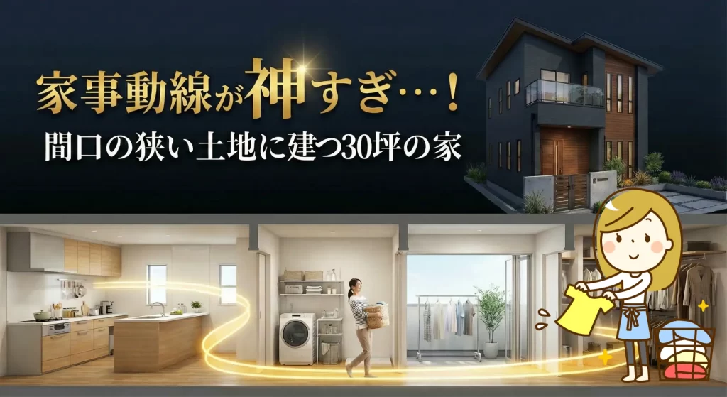 家事動線が神すぎ…！間口が狭い土地に建てる30坪・総二階の間取り例