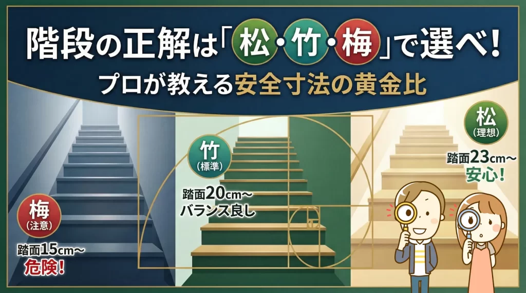階段寸法の理想はこれ！高さ・踏面の正解を「松竹梅」で徹底比較