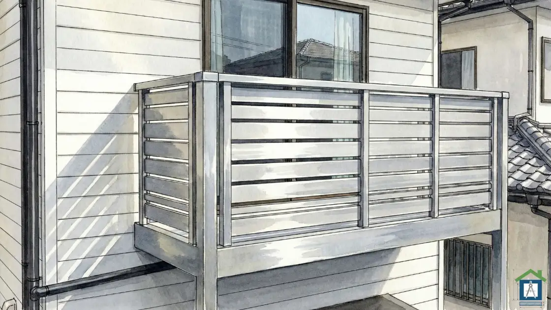 新しく設置された清潔なアルミ製ベランダ