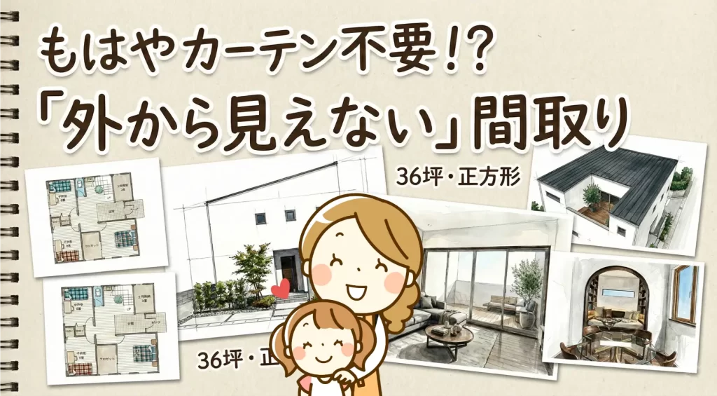 外から見えない家は正方形の間取りで!36坪でコストも下がる裏ワザ