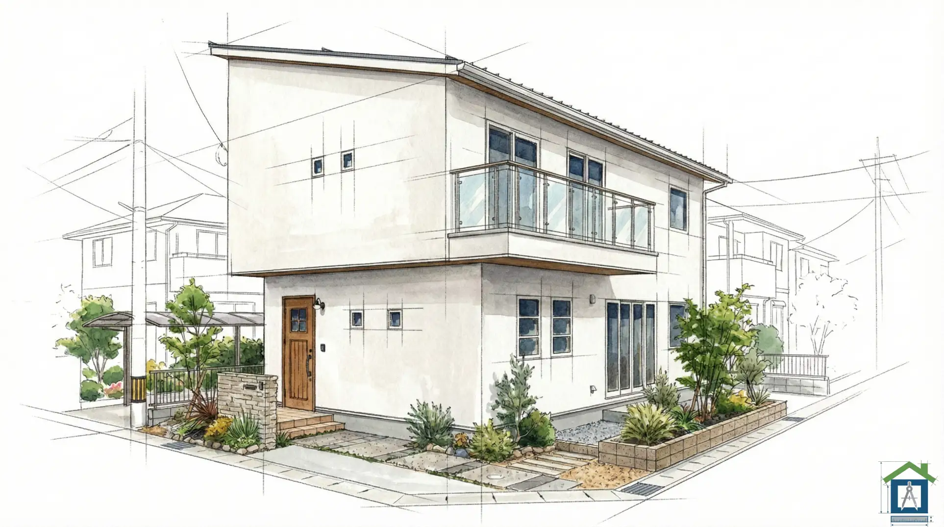 比較用のベースとなる白い外壁の家