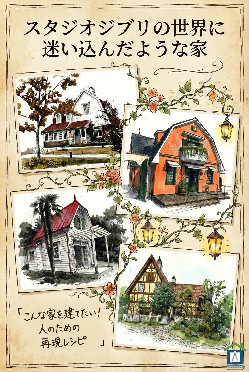 ジブリみたいな家を建てるコツまとめ。サツキとメイの家、オキノ邸、グーチョキパン店、地球屋の外観ポイント