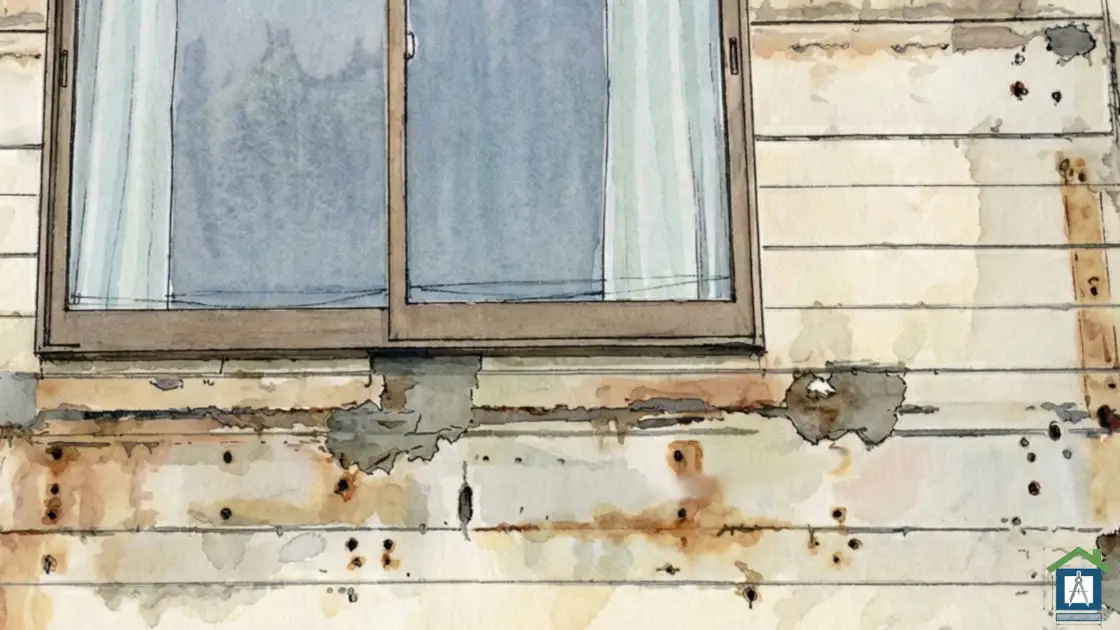 ベランダ撤去後の外壁に残るボルト穴や補修跡