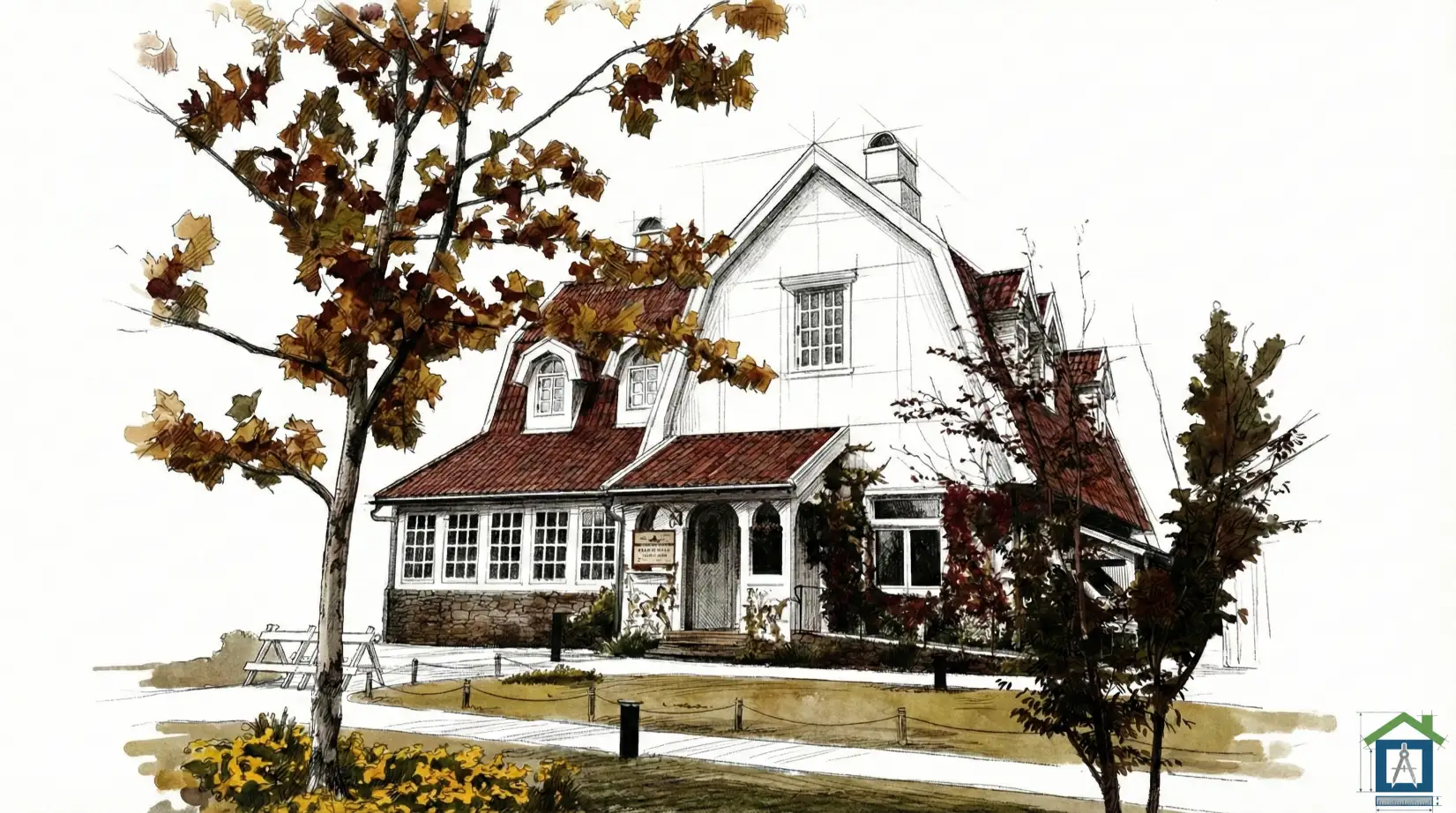 オキノ邸（キキの実家）を再現した外観パース