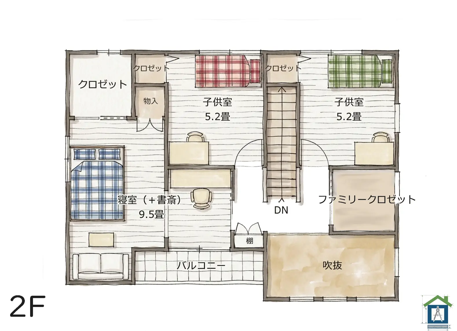 30.50坪の家 2階間取り図