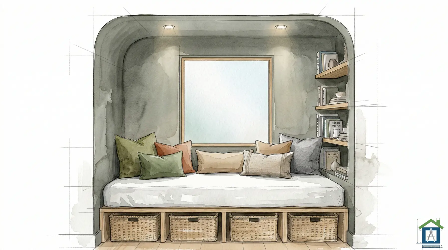 2階廊下に設けられたおしゃれなヌックスペース