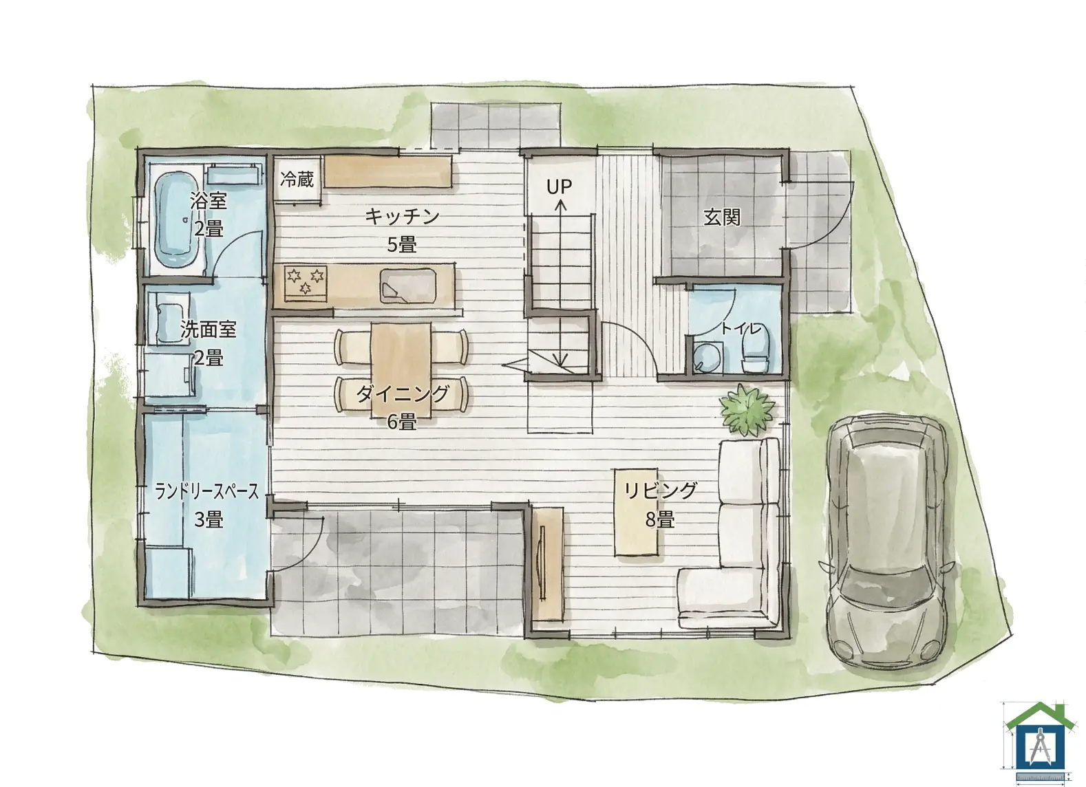 30.50坪・建ぺい率60%の配置図