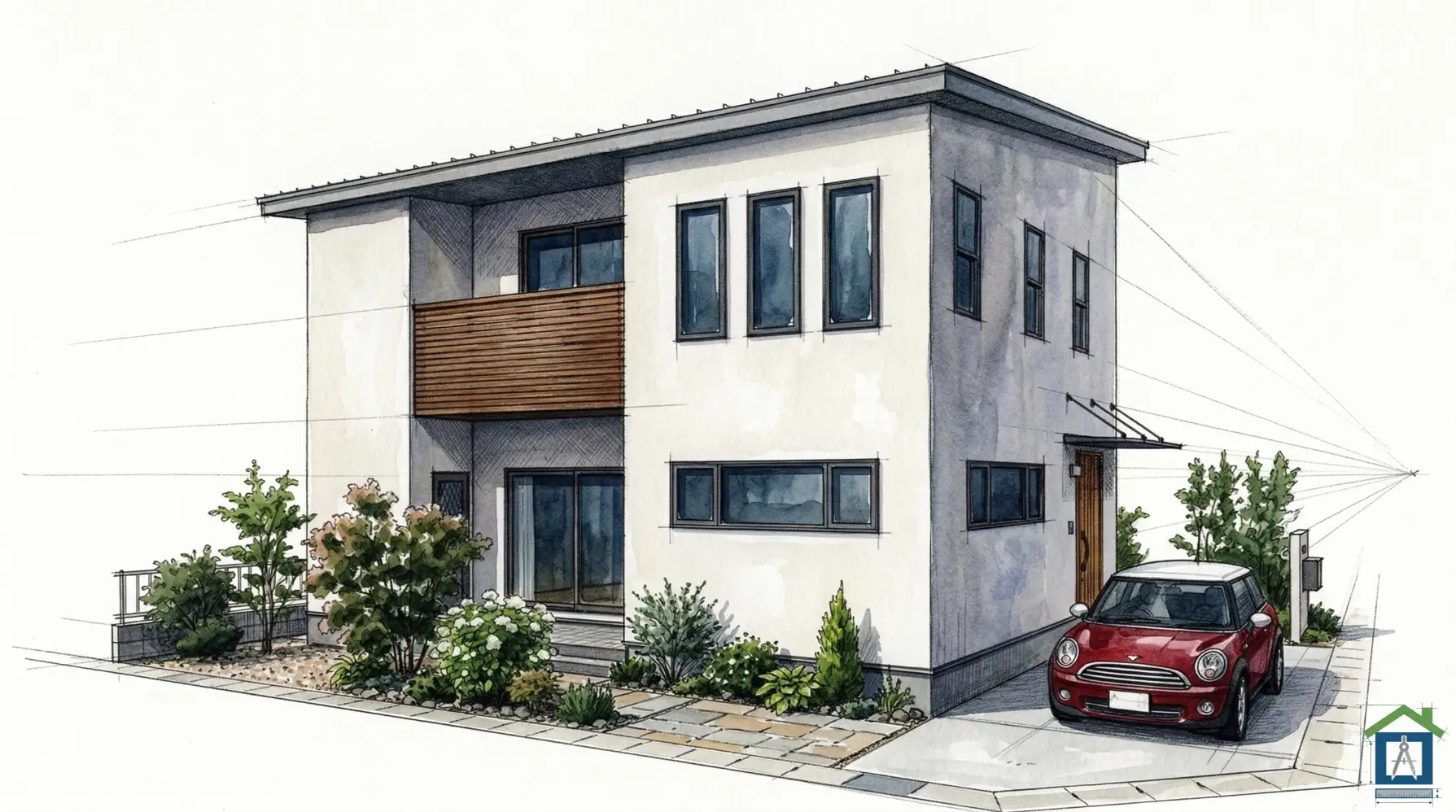 30.50坪の土地に建てる外観パース