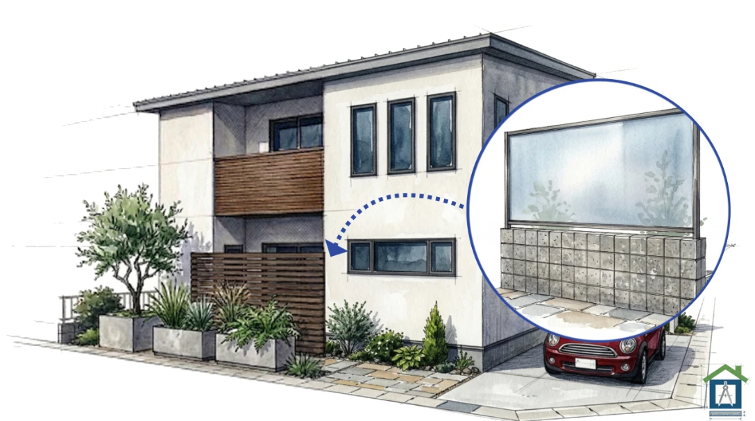 採光フェンス・木製ルーバーフェンス