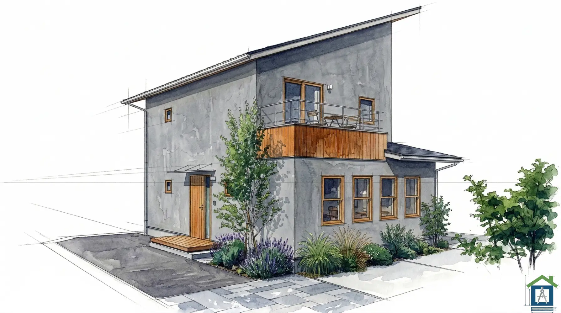 凹凸のないシンプルな外観パース