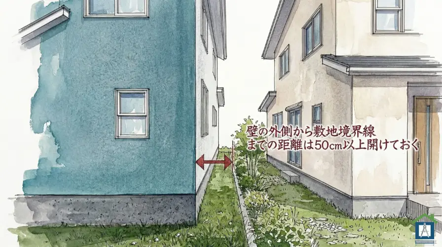 隣地境界線との距離50cm
