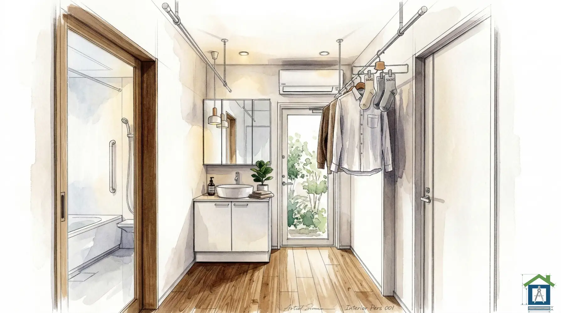 部屋干しができる便利なランドリールーム