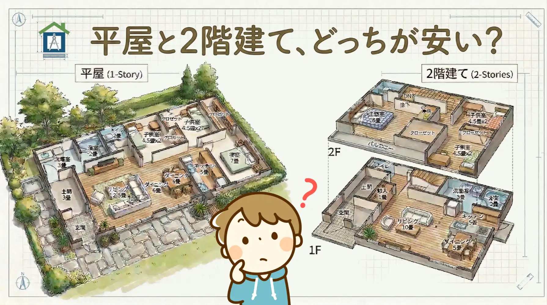平屋と2階建てはどっちが安い?